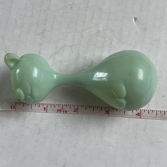 Vintage Hard Plastic Celluloid Monkey Baby Rattle Toy Green Infant - Picture 5 of 5